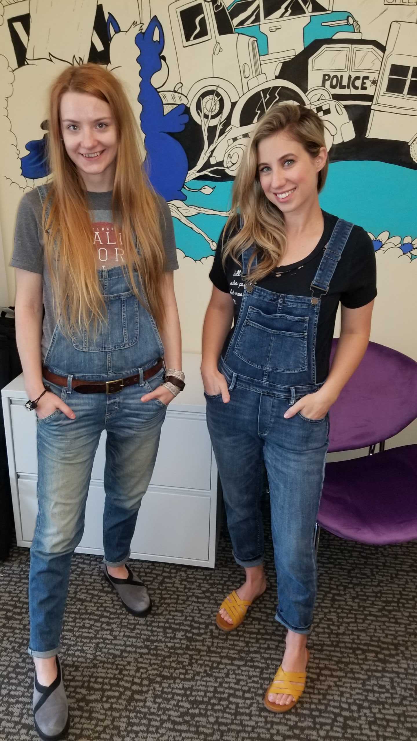 two girls in jeans
