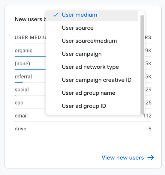 screen grab of where to create a new users report