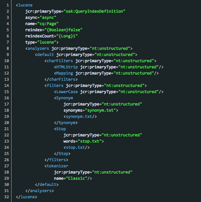 Lucene Search Index Configuration