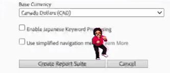 GIF of man dancing on top of of create report suite button