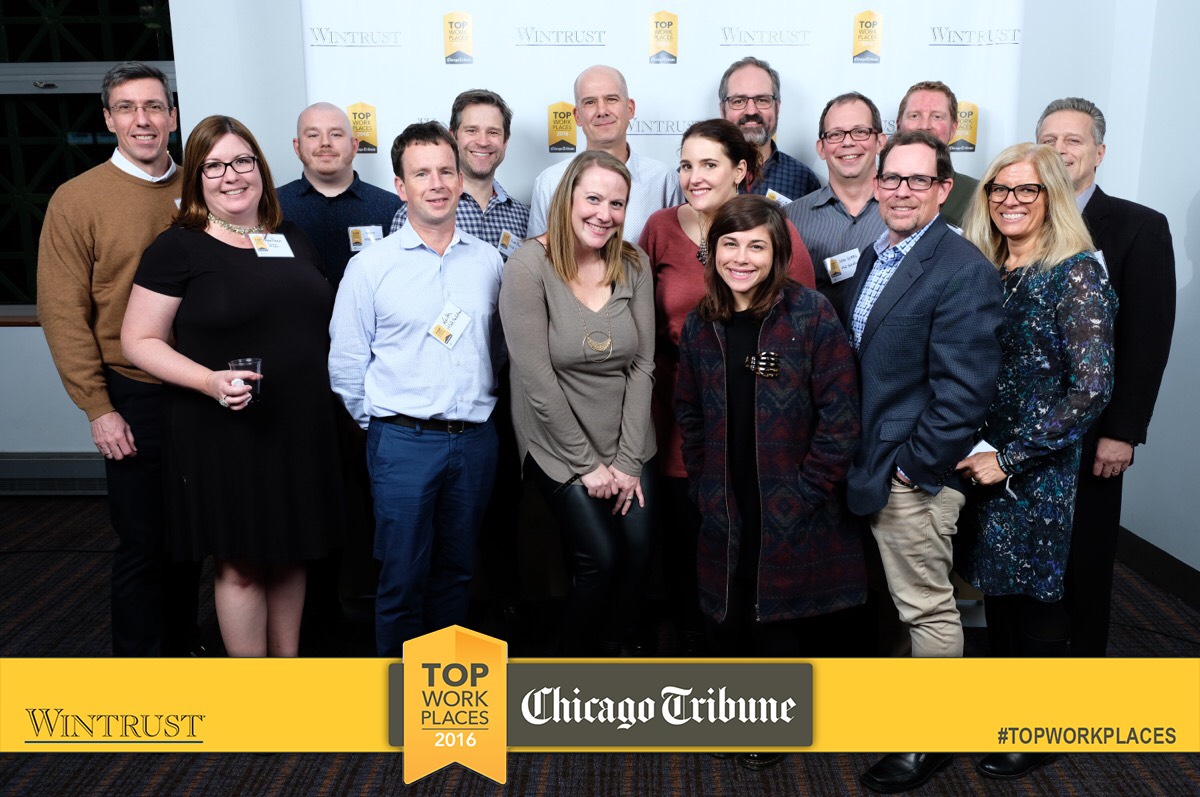 Bounteous team photo from the 2016 Chicago Tribune Top Workplaces Awards