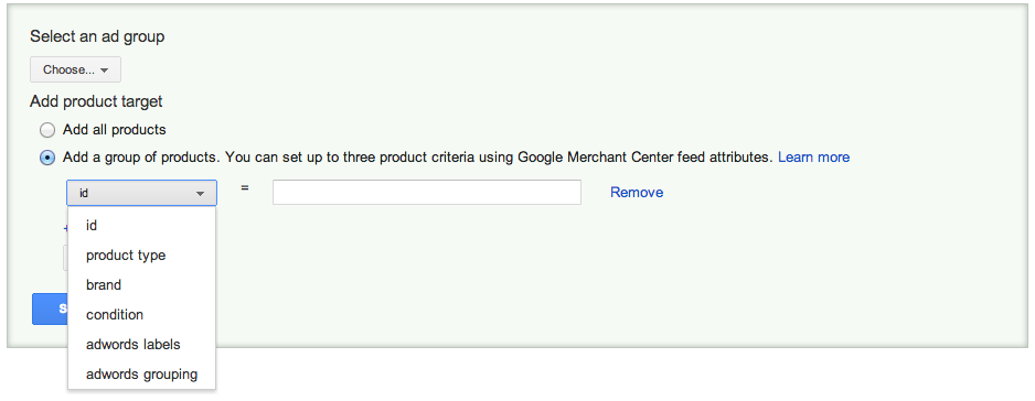 AdWords Product Listing Ads targeting