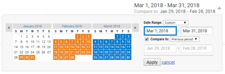 Google Analytics Compare Previous Period