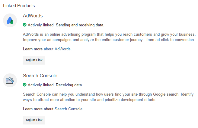 Google Analytics Product Linking