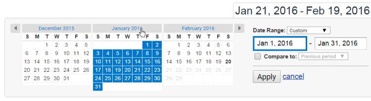 google analytics date picker