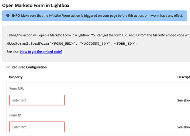form in lightbox  marketo adobe launch extension