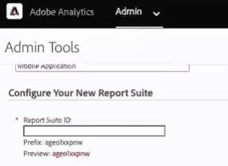 GIF showing Report Suite ID being added under Configure Your New Report Suite