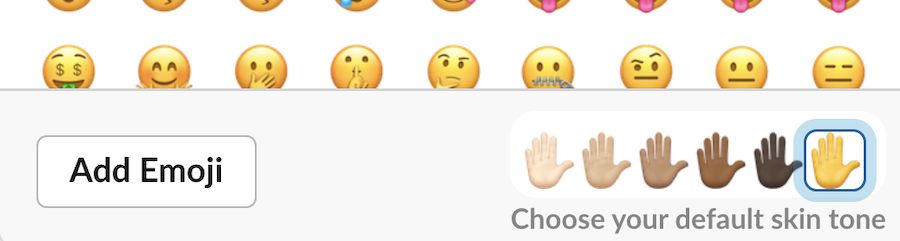 screen grab of slack emoji skin tone options
