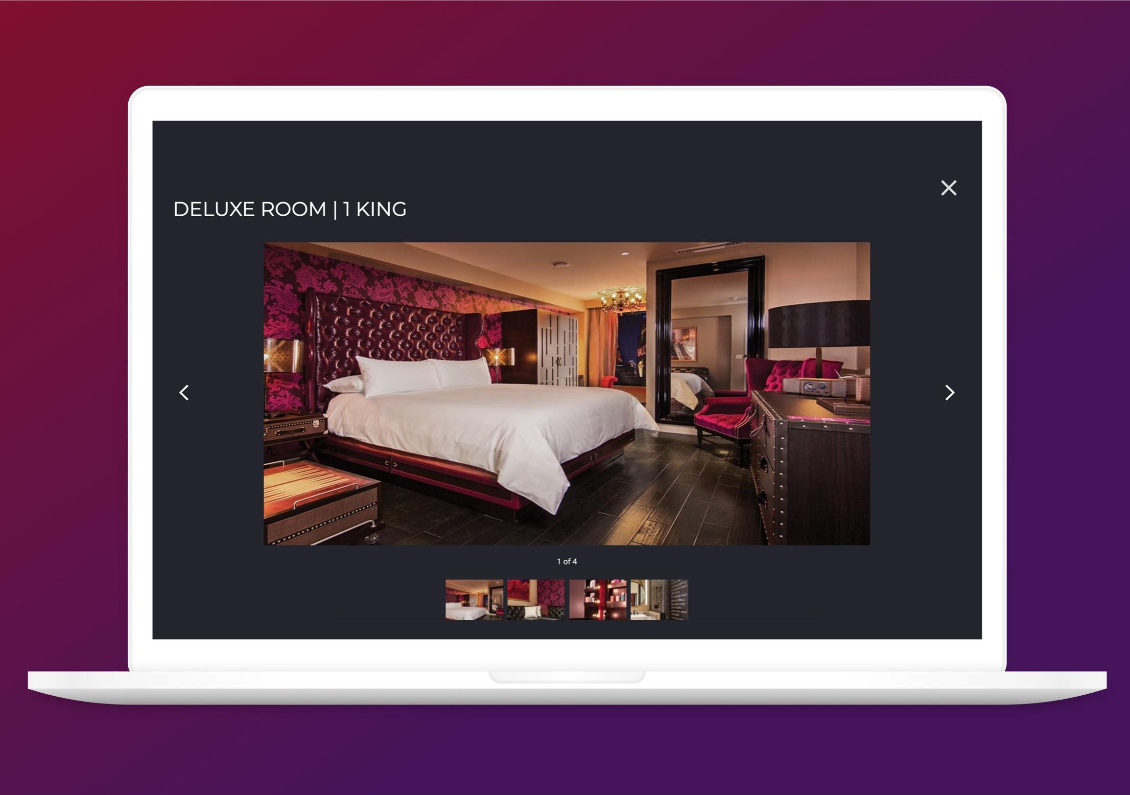 caesars website showing photo of hotel room
