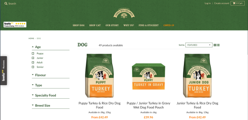 James Wellbeloved Shopping page