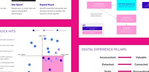 images of digital roadmap and analytics findings for Bright Pink