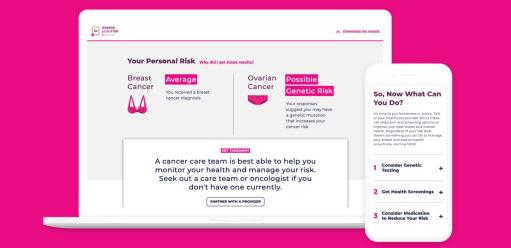 Bright Pink website page and mobile app displayed side by side