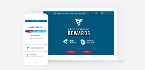 Domino's Rewards shown on desktop and mobile