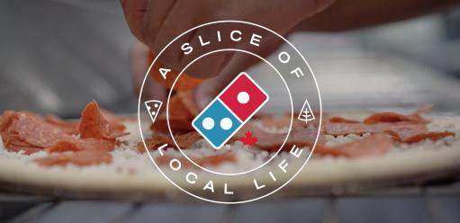 Uncooked Domino's pizza shown with Domino's logo displayed overtop