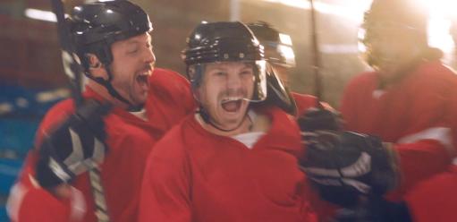 Group of hockey players celebrating