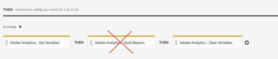 image illustrating that you do not need a send beacon action in your Launch rule