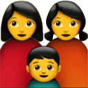 emoji of two women with a little boy and dark hair